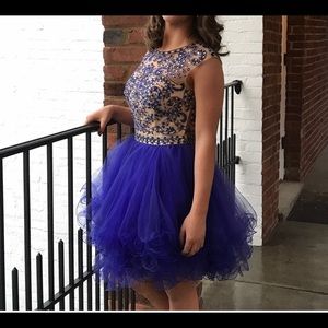 Blue Beaded Cocktail Homecoming Formal Dress